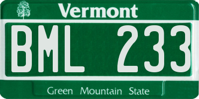 VT license plate BML233