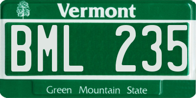 VT license plate BML235