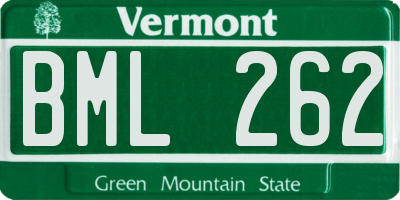 VT license plate BML262