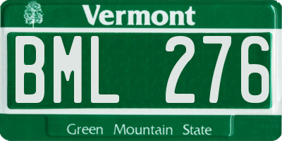 VT license plate BML276