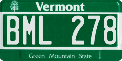 VT license plate BML278