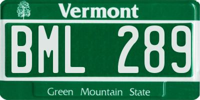 VT license plate BML289