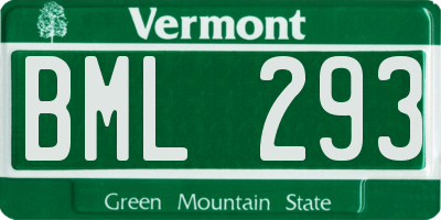 VT license plate BML293