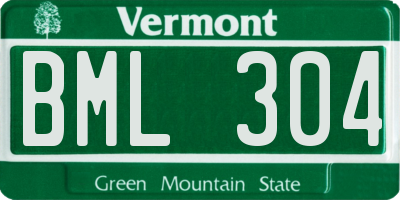 VT license plate BML304