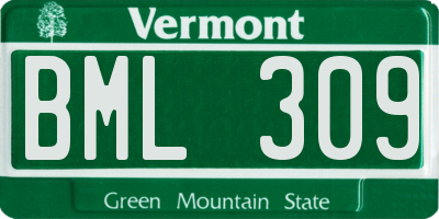 VT license plate BML309