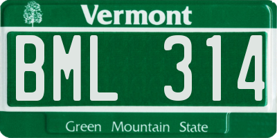 VT license plate BML314