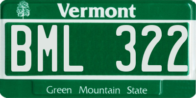 VT license plate BML322