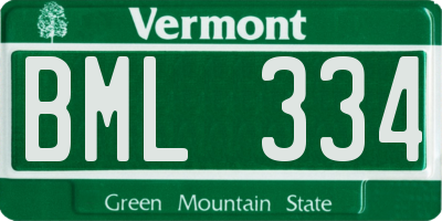 VT license plate BML334