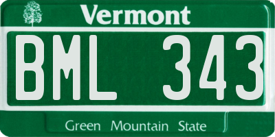 VT license plate BML343