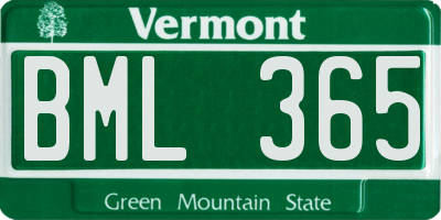 VT license plate BML365