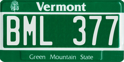 VT license plate BML377
