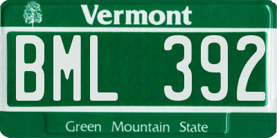 VT license plate BML392