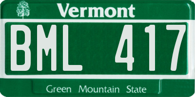 VT license plate BML417