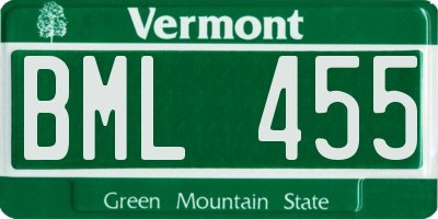 VT license plate BML455