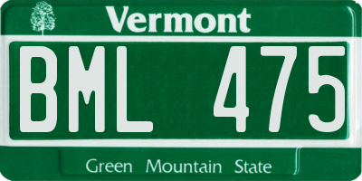 VT license plate BML475
