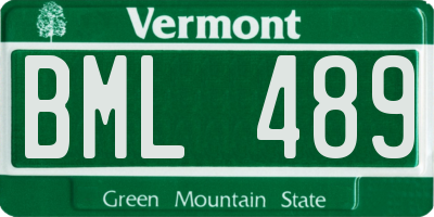 VT license plate BML489