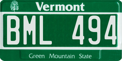 VT license plate BML494