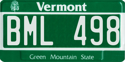 VT license plate BML498