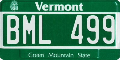 VT license plate BML499