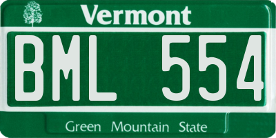 VT license plate BML554