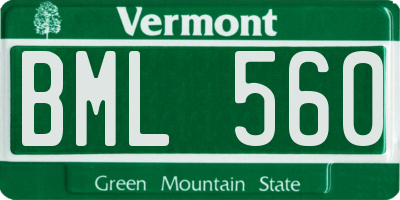 VT license plate BML560