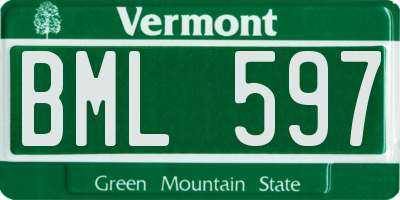 VT license plate BML597