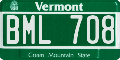 VT license plate BML708