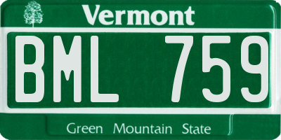 VT license plate BML759