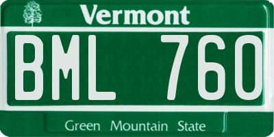 VT license plate BML760