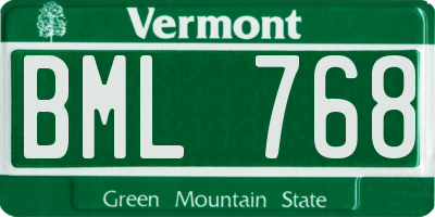 VT license plate BML768
