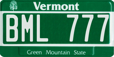 VT license plate BML777