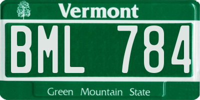 VT license plate BML784
