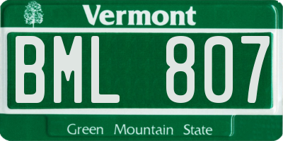 VT license plate BML807