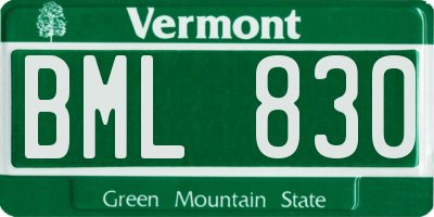 VT license plate BML830