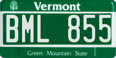 VT license plate BML855