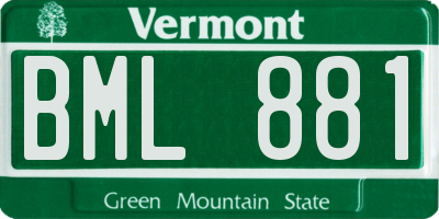 VT license plate BML881