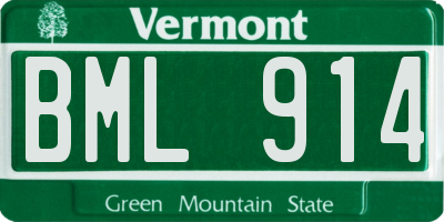 VT license plate BML914