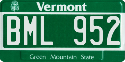 VT license plate BML952