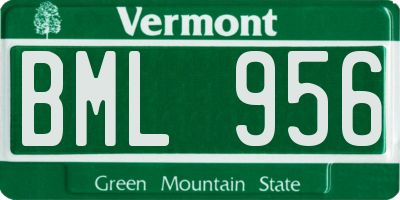 VT license plate BML956