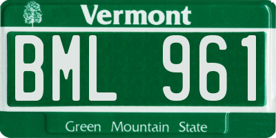 VT license plate BML961