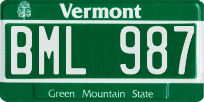 VT license plate BML987