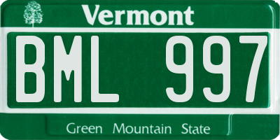 VT license plate BML997