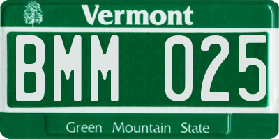 VT license plate BMM025