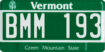 VT license plate BMM193