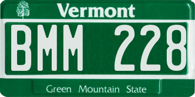VT license plate BMM228