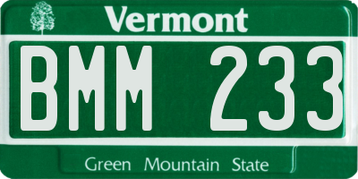 VT license plate BMM233