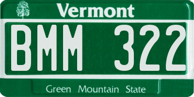 VT license plate BMM322