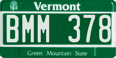 VT license plate BMM378
