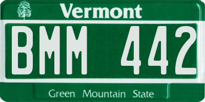 VT license plate BMM442