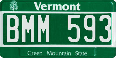 VT license plate BMM593